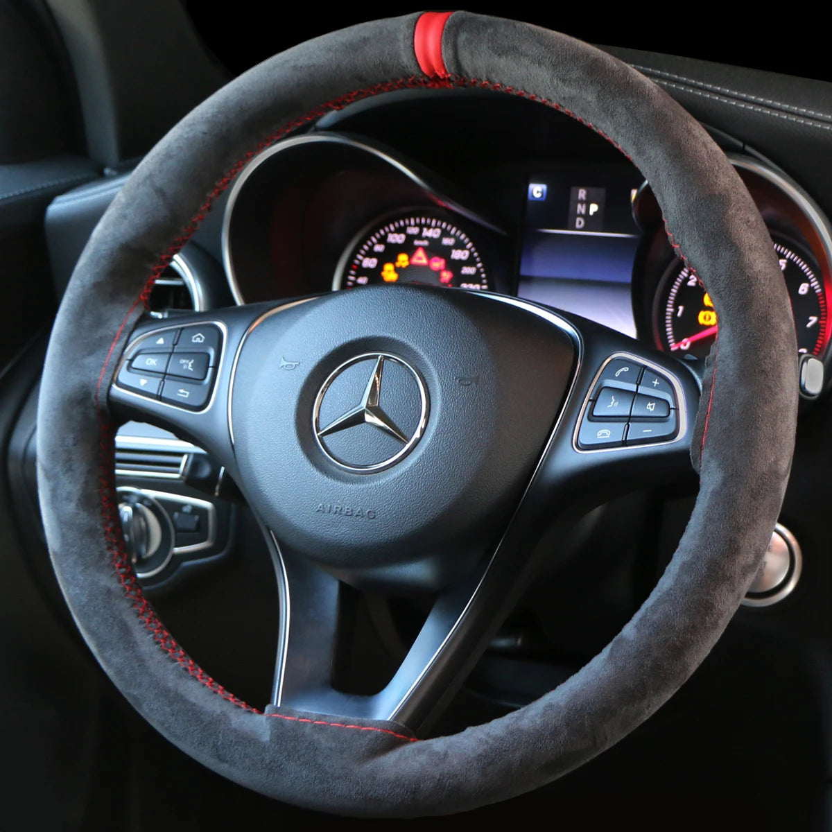 Soft Suede-Style Steering Wheel Cover with Braiding