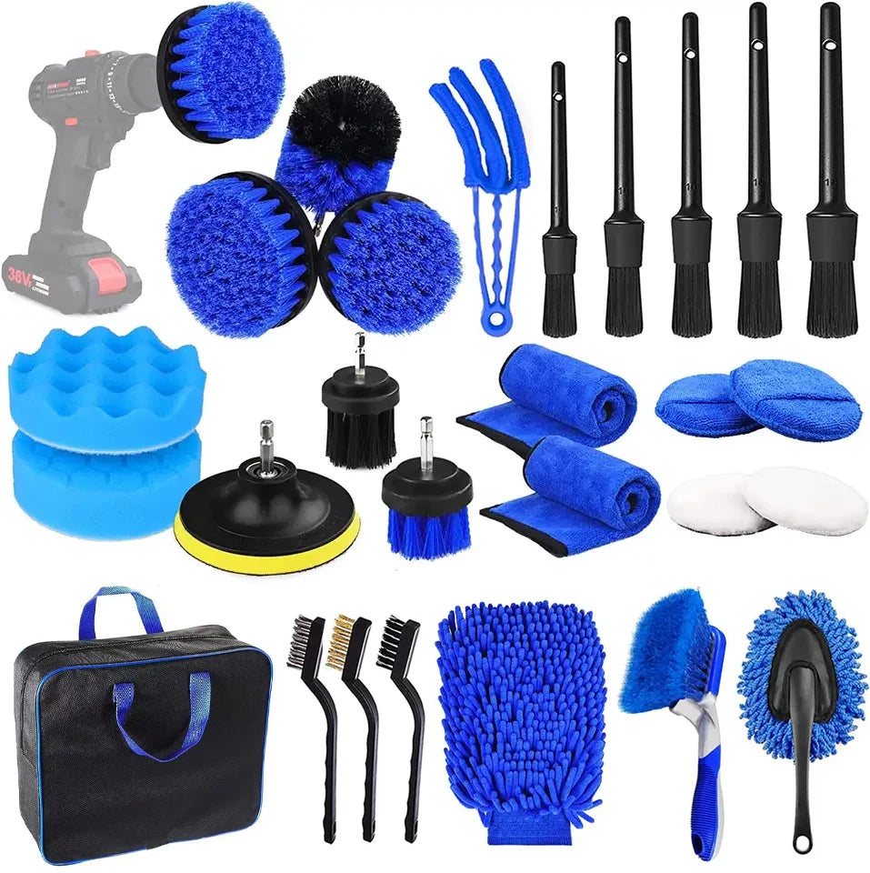 Complete Car Detailing Kit with Brushes & Accessories