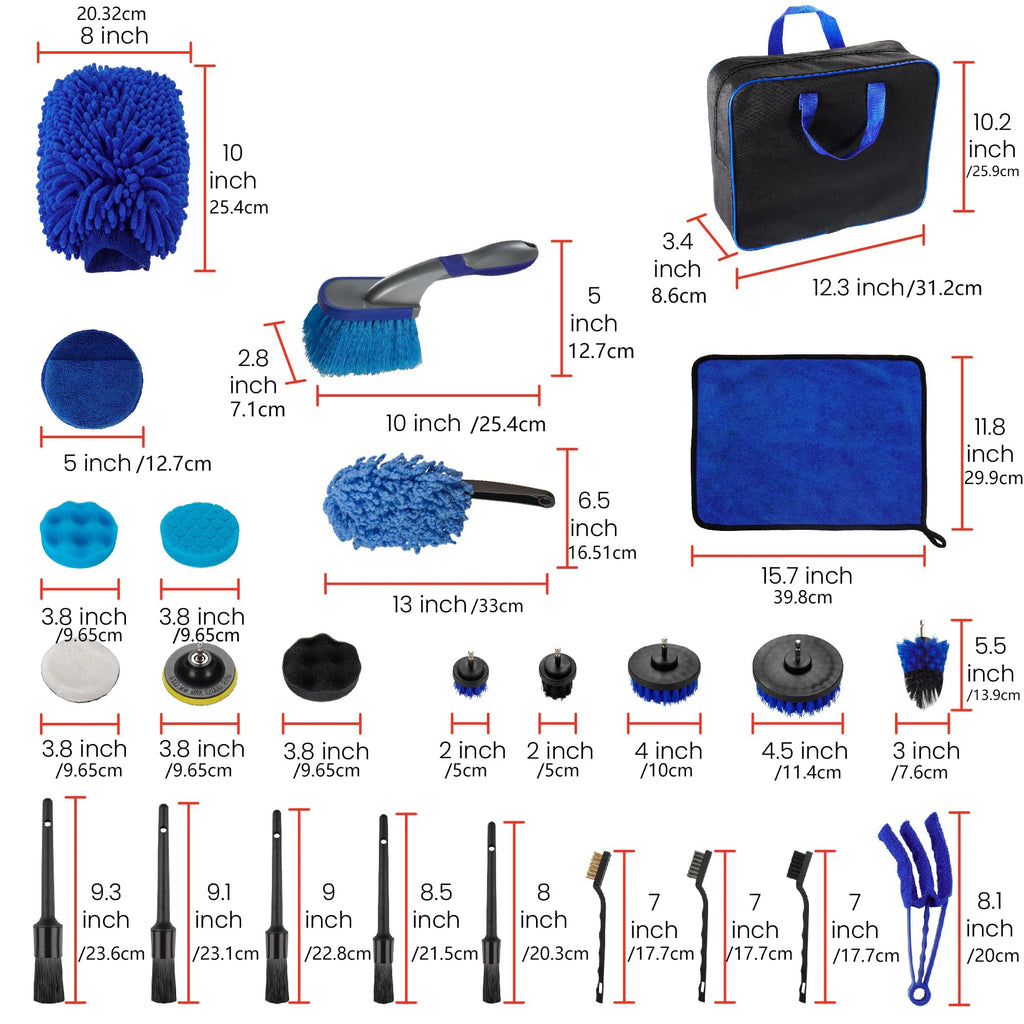 Complete Car Detailing Kit with Brushes & Accessories