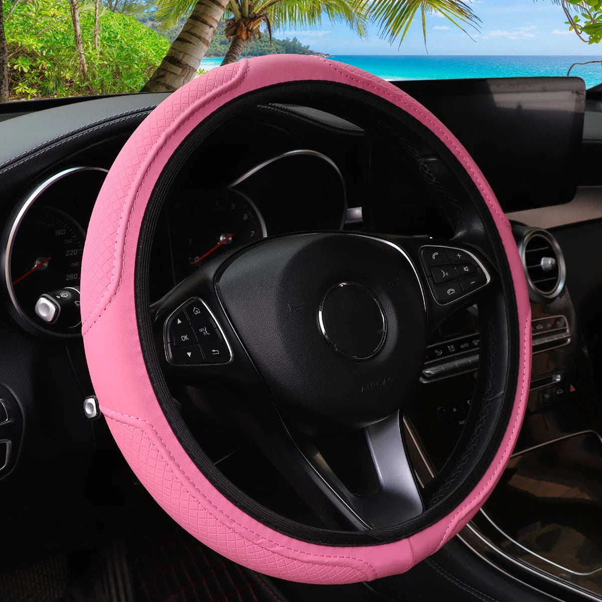 Leather Steering Wheel Cover